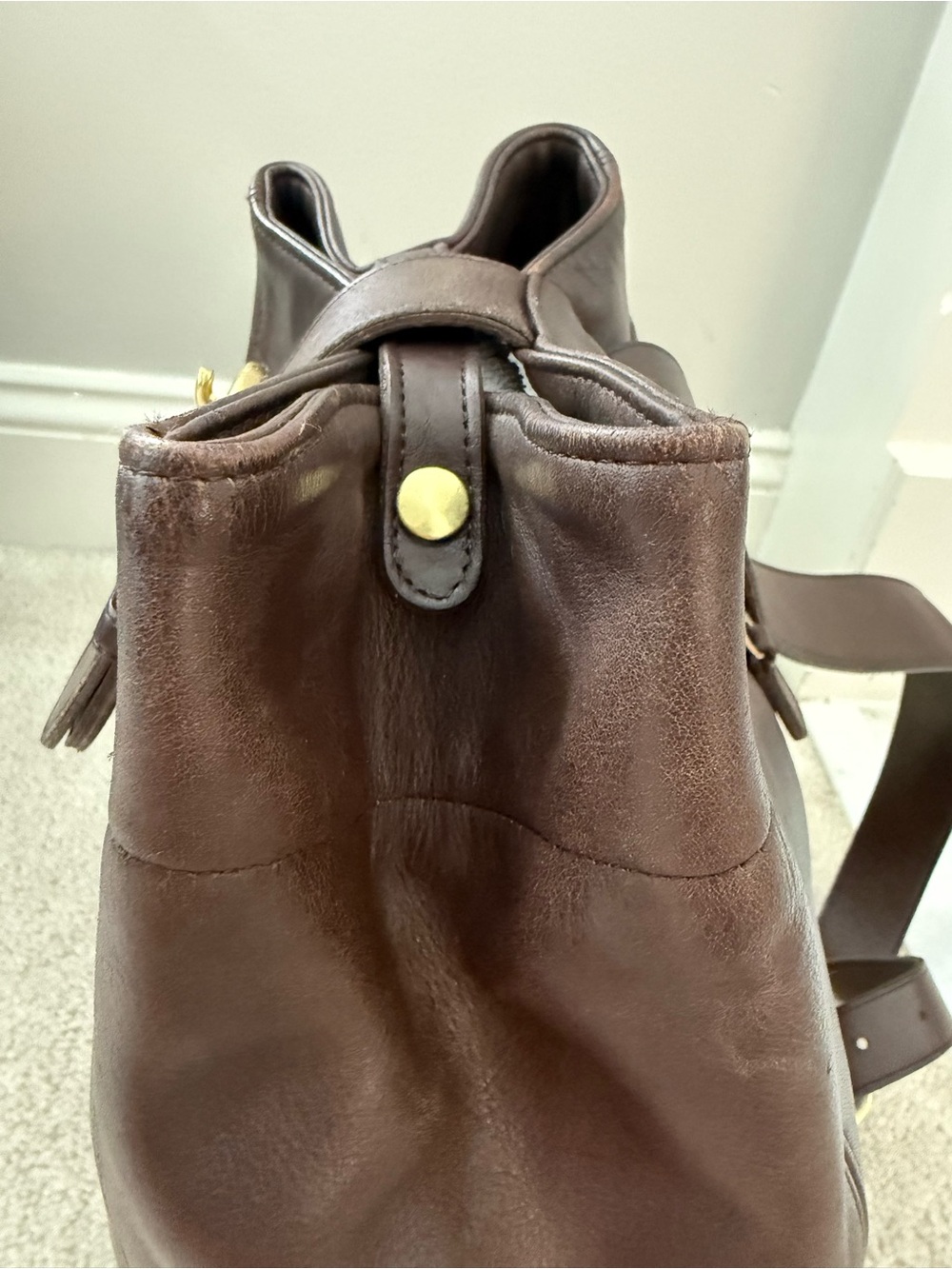 Vintage Coach Soho Sling Shoulder Bag Dark Brown Leather Backpack Purse # 4160 - Picture 6 of 12